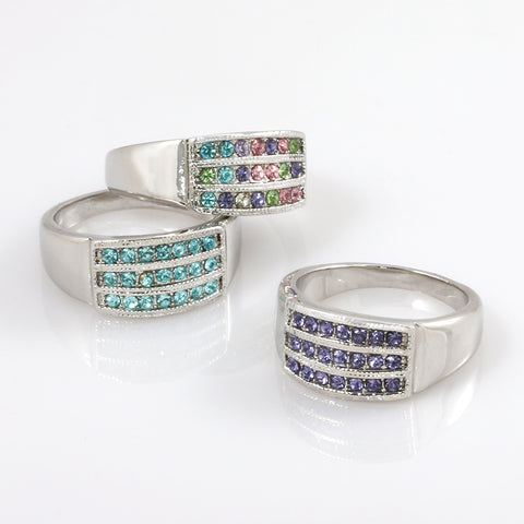 Prsten barevný s krystaly Swarovski elements PR0022-035101