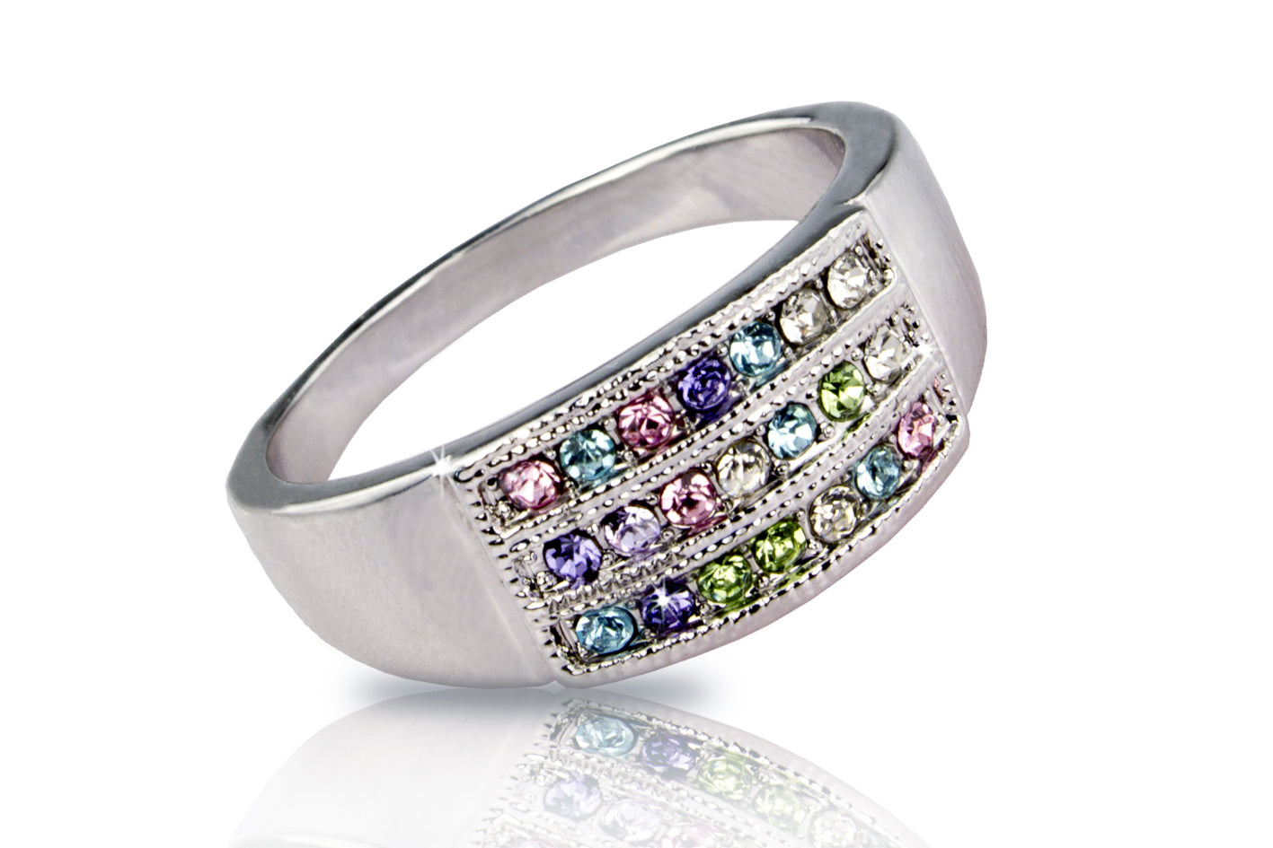 Prsten barevný s krystaly Swarovski elements PR0022-035432