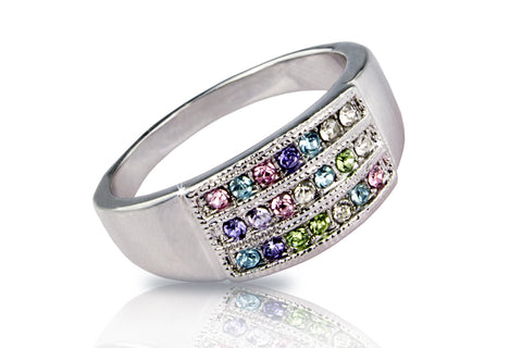 Prsten barevný s krystaly Swarovski elements PR0022-035432