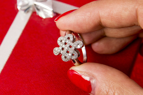 Prsten Ornament rhodiovaný se zirkony PR0030-055112
