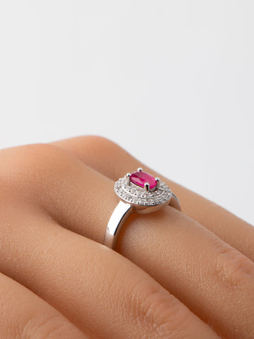 Prsten PINK OVAL se zirkony PR0047-065436