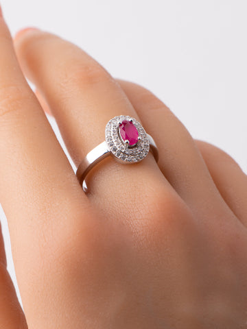 Prsten PINK OVAL se zirkony PR0047-065436