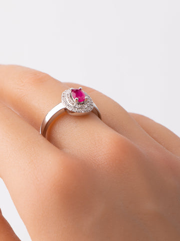 Prsten PINK OVAL se zirkony PR0047-065436