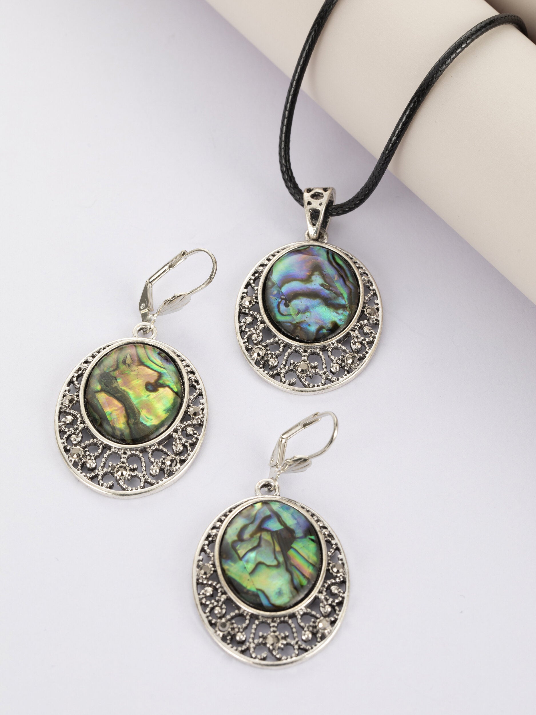 Fashion Jewelry sada náušnic a náhrdelníku z paua perleti SD0201-0410
