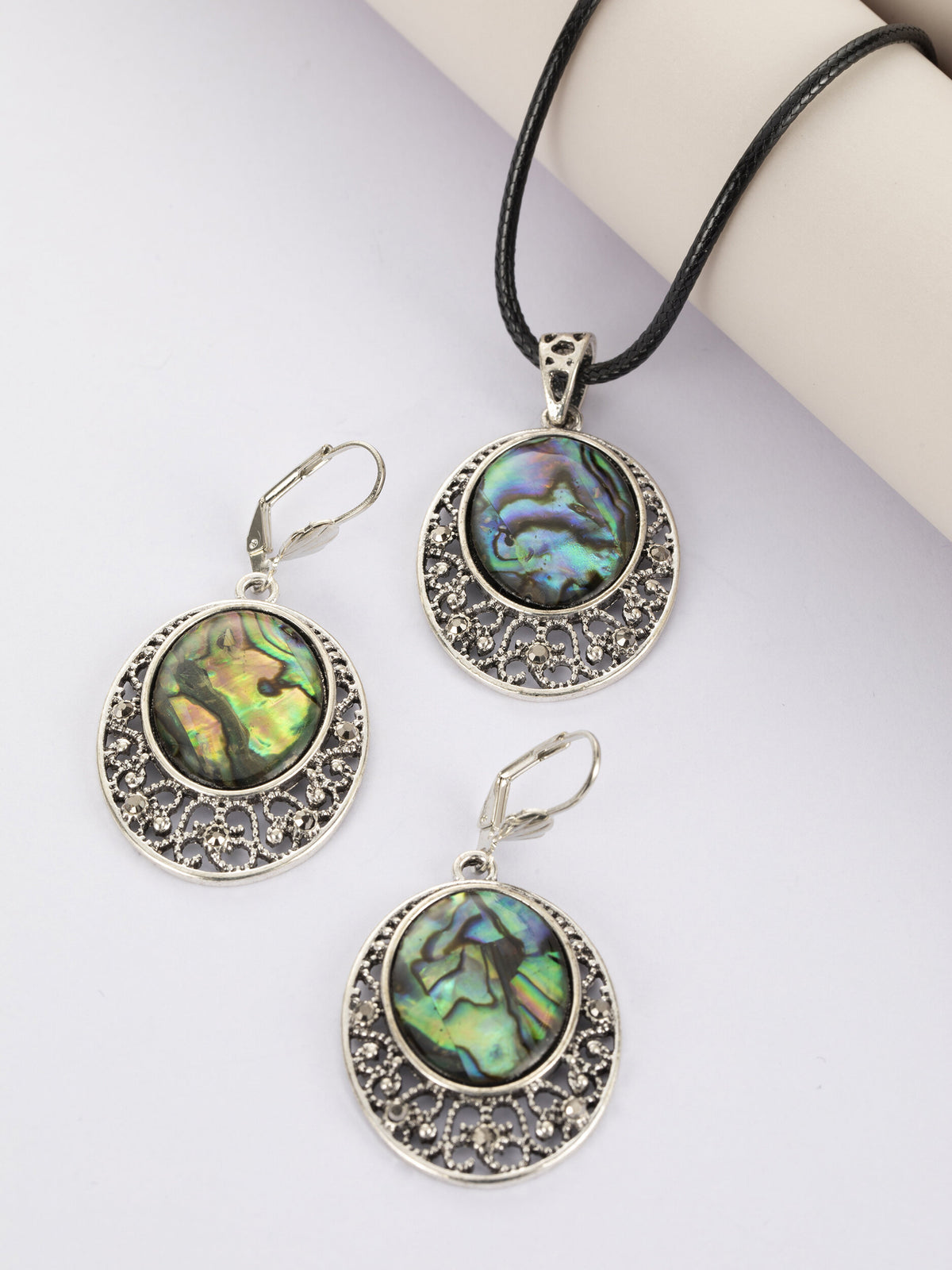 Fashion Jewelry sada náušnic a náhrdelníku z paua perleti SD0201-0410