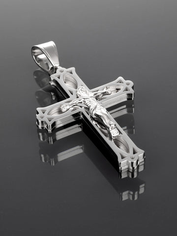 Krásný přívěsek ve tvaru kříže s Ježíšem z chirurgické oceli  PK1234-0112