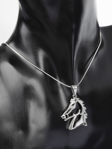 Krásný přívěsek ve tvaru koňské hlavy z chirurgické oceli PK1255-0112