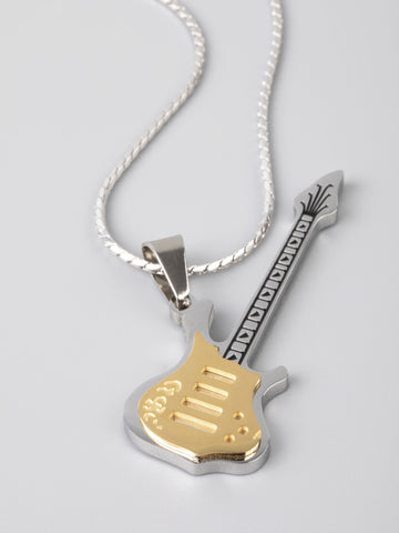 Exkluzivní přívěsek ve tvaru elektrické kytary z chirurgické oceli zlaté a stříbrné barvy PK1216-0114