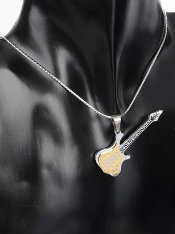 Exkluzivní přívěsek ve tvaru elektrické kytary z chirurgické oceli zlaté a stříbrné barvy PK1216-0114