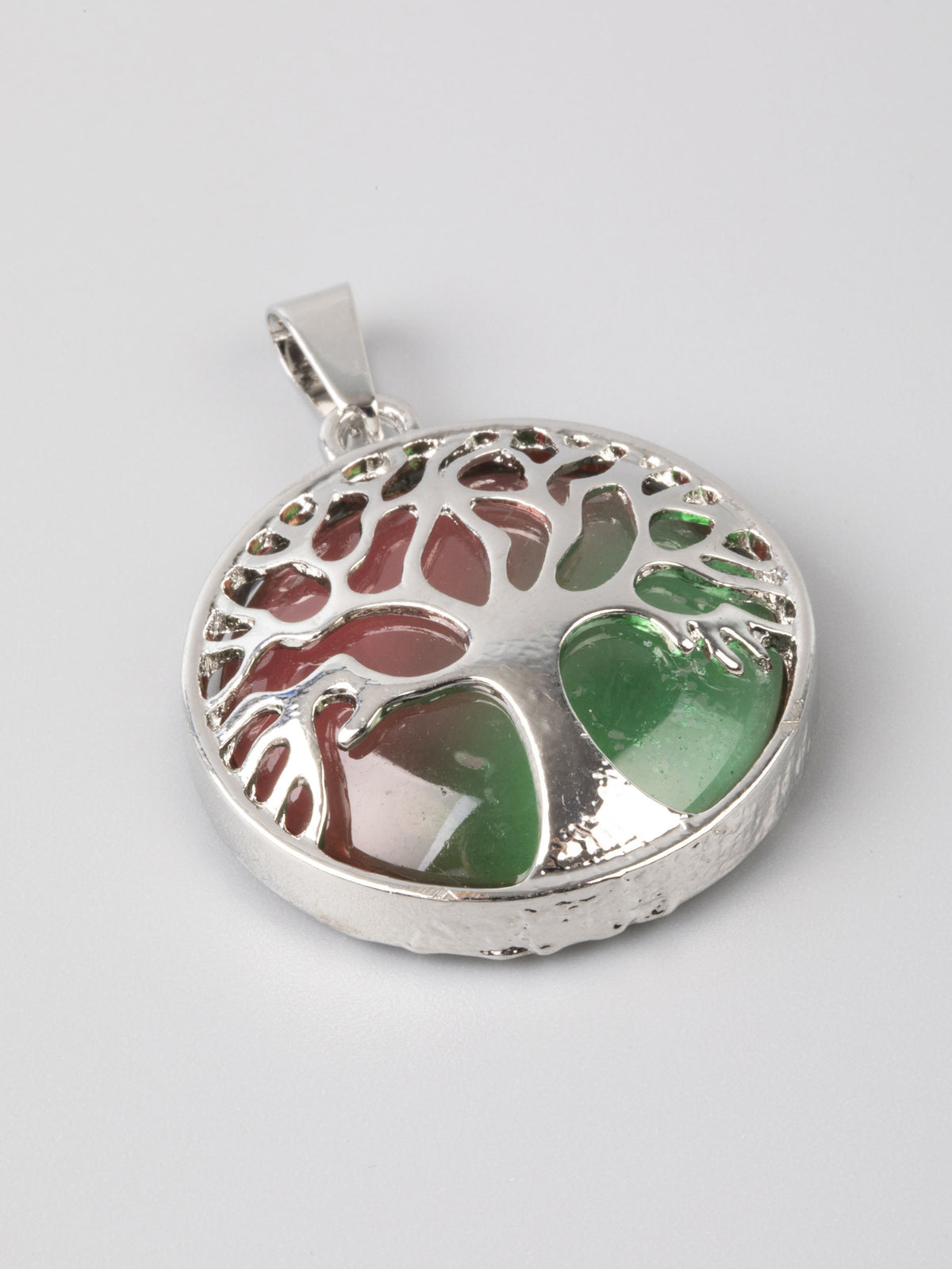 Exkluzivní amulet stromu života s barveným kamenem zelené a růžové barvy PK1214-1610