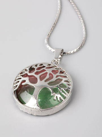 Exkluzivní amulet stromu života s barveným kamenem zelené a růžové barvy PK1214-1610