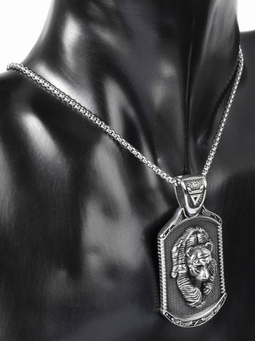 Krásný amulet z chirurgické oceli ve tvaru psí známky s medvědem  PK1370-0137