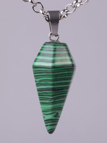 Exkluzivní amulet ve tvaru masivního kyvadla z malachitu  PK1403-1610