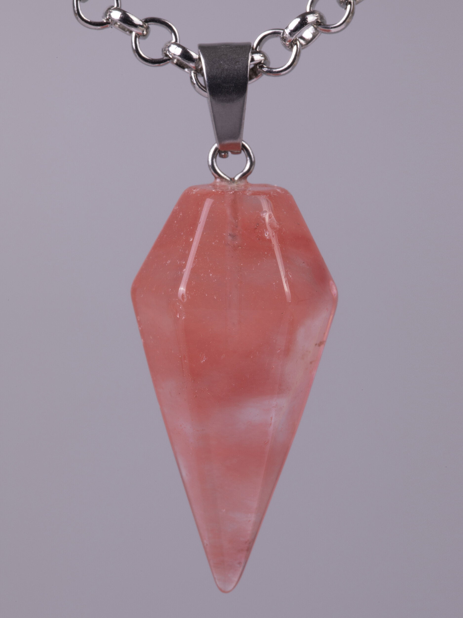 Exkluzivní amulet ve tvaru masivního kyvadla z jahodového křišťálu PK1406-1601