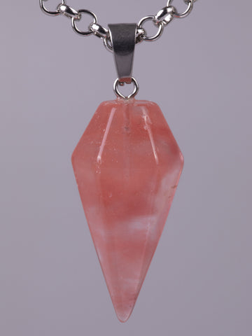 Exkluzivní amulet ve tvaru masivního kyvadla z jahodového křišťálu PK1406-1601