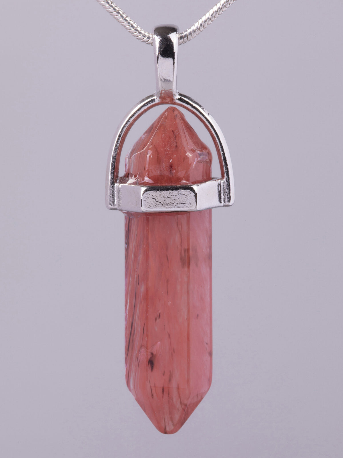 Exkluzivní amulet ve tvaru kyvadla z jahodového křišťálu  PK1410-1606