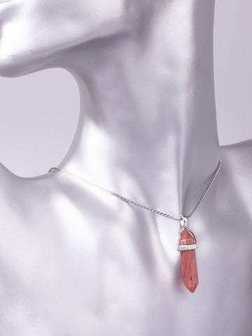 Exkluzivní amulet ve tvaru kyvadla z jahodového křišťálu  PK1410-1606
