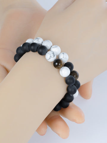 Sada elegantních náramků z magnezitu, lávového kamene a tygří oka v elegantní dárkové krabičce SD0199-1619