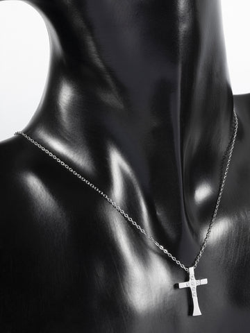 Překrásný elegantní náhrdelník z chirurgické oceli, křížek s kamínky NK1590-0112