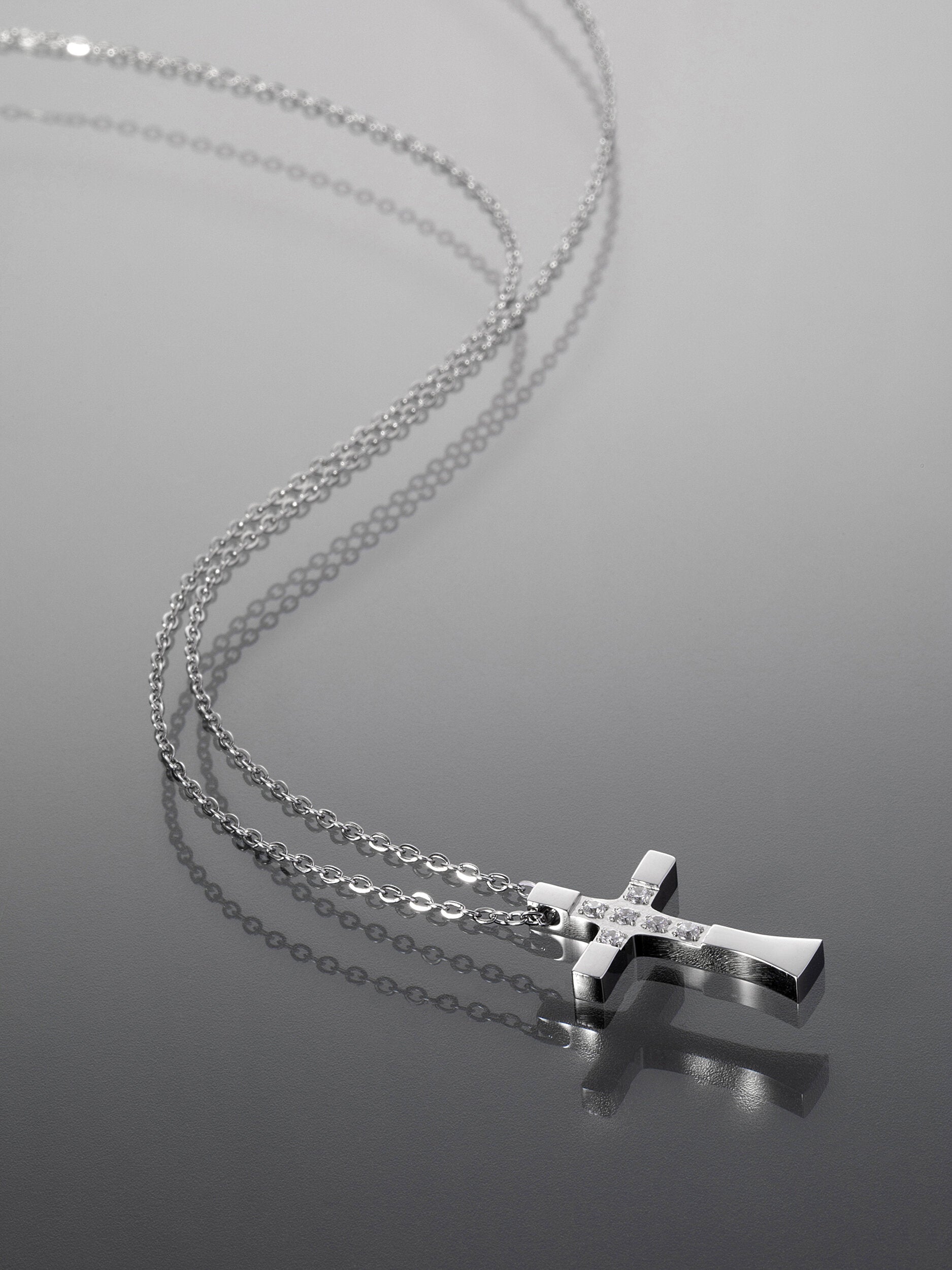 Překrásný elegantní náhrdelník z chirurgické oceli, křížek s kamínky NK1590-0112
