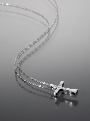 Překrásný elegantní náhrdelník z chirurgické oceli, křížek s kamínky NK1590-0112
