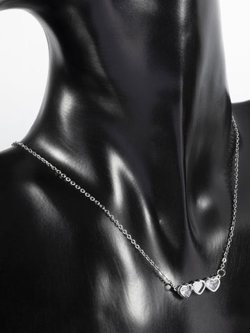 Luxusní jemný náhrdelník z chirurgické oceli, srdíčka s kamínky NK1558-0112