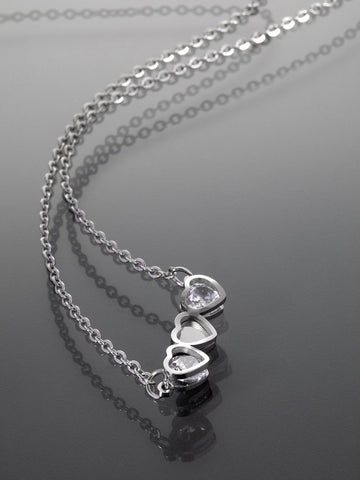 Luxusní jemný náhrdelník z chirurgické oceli, srdíčka s kamínky NK1558-0112