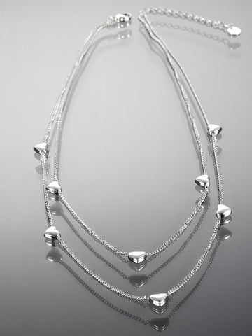 Jemný dvojitý náhrdelník z chirurgické oceli se srdíčky NK1578-0112