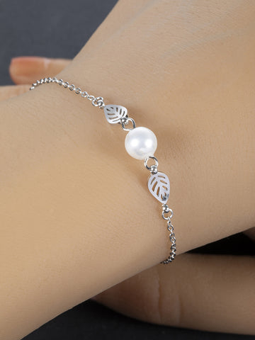 Elegantní náramek z chirurgické oceli s perlou NM3053-0116