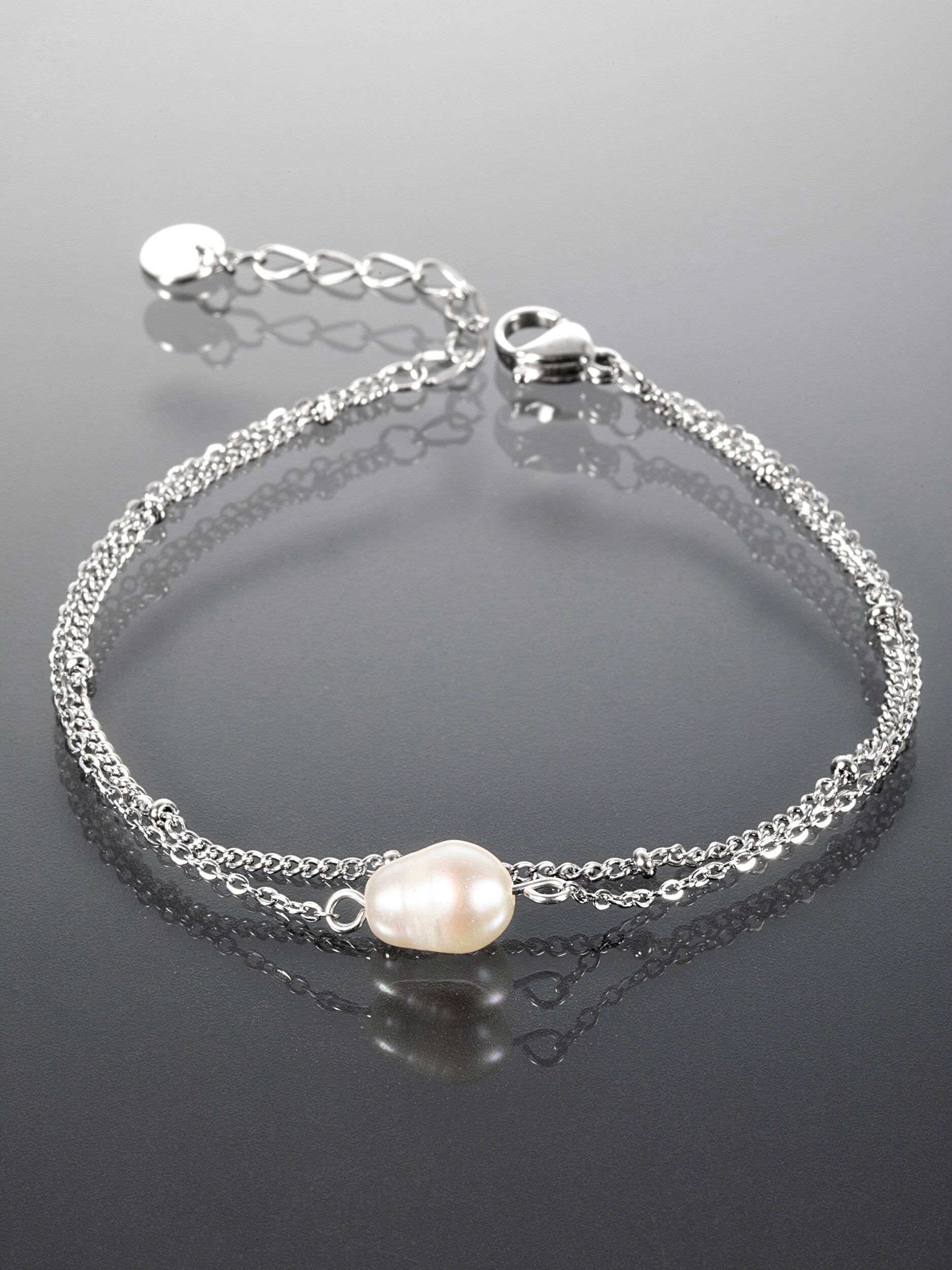 Elegantní náramek z chirurgické oceli s perlou NM3055-0112