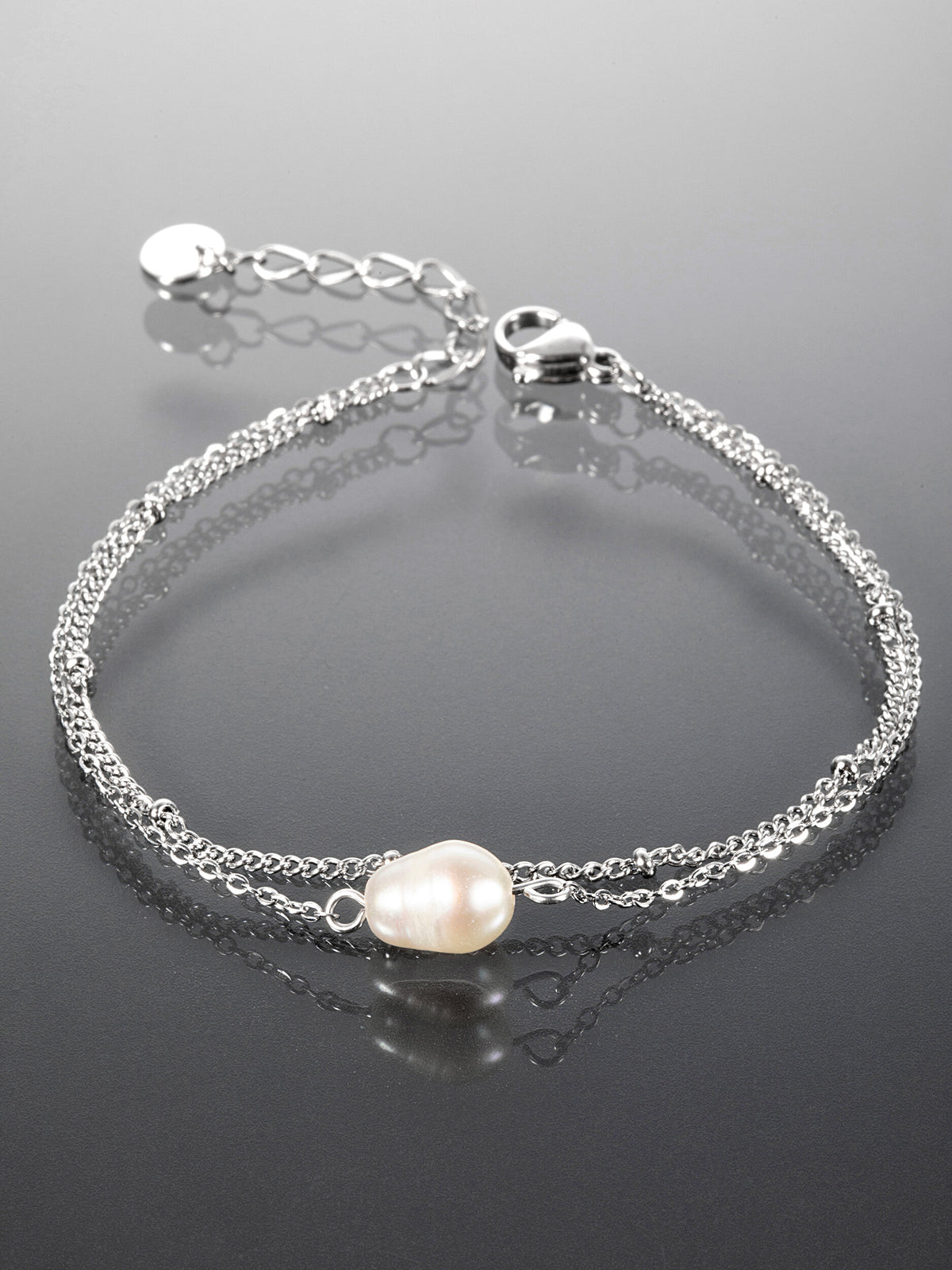 Elegantní náramek z chirurgické oceli s perlou NM3055-0112