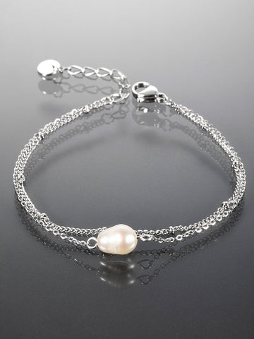 Elegantní náramek z chirurgické oceli s perlou NM3055-0112