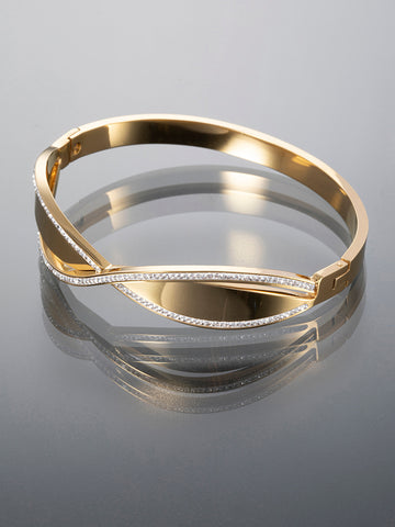 Elegantní náramek z chirurgické oceli s krystalky zlatá NM3024-0114
