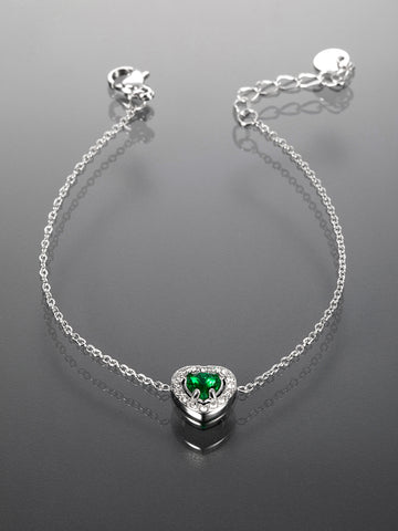 Náramek z chirurgické oceli zelené srdce NM3038-0112