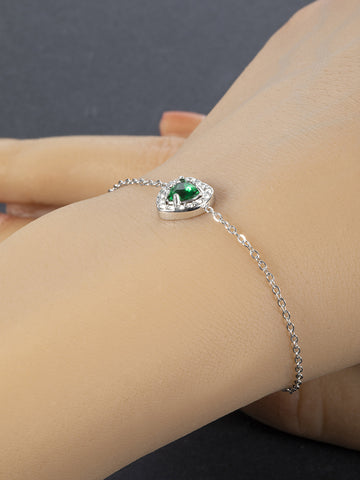 Náramek z chirurgické oceli zelené srdce NM3038-0112