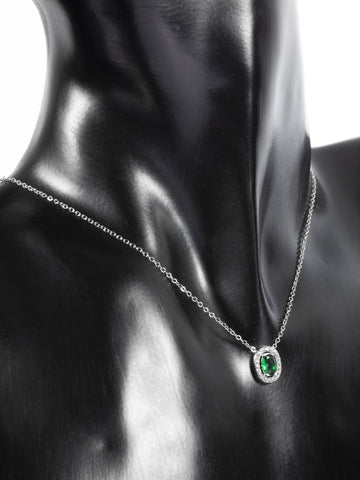 Náhrdelník z chirurgické oceli se zeleným krystalkem NK1668-0112