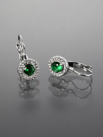 Elegantní náušnice z chirurgické oceli se zeleným krystalem NE2820-0112