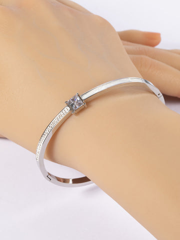 Elegantní náramek z chirurgické oceli s krystaly a perletí NM3073-0112