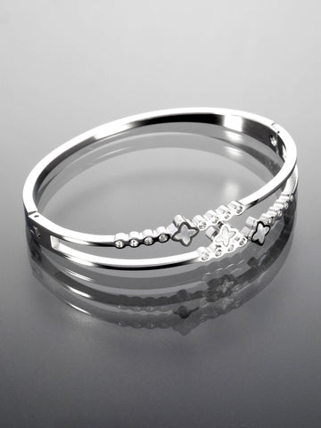 Elegantní náramek z chirurgické oceli s krystaly a perletí NM3076-0112