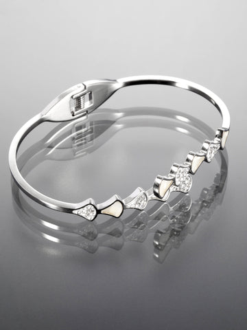Náramek z chirurgické oceli s krystaly a perletí NM3077-0112
