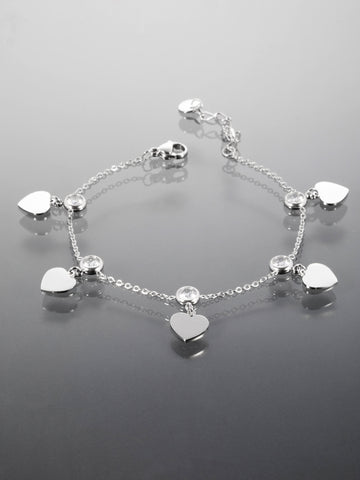 Náramek z chirurgické oceli se srdíčky a krystalky NM3084-0112