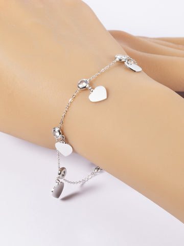 Náramek z chirurgické oceli se srdíčky a krystalky NM3084-0112