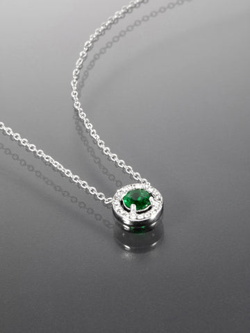 Elegantní náhrdelník z chirurgické oceli se zeleným krystalem NK1687-0112