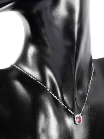 Elegantní náhrdelník z chirurgické oceli s červeným krystalem NK1686-0112
