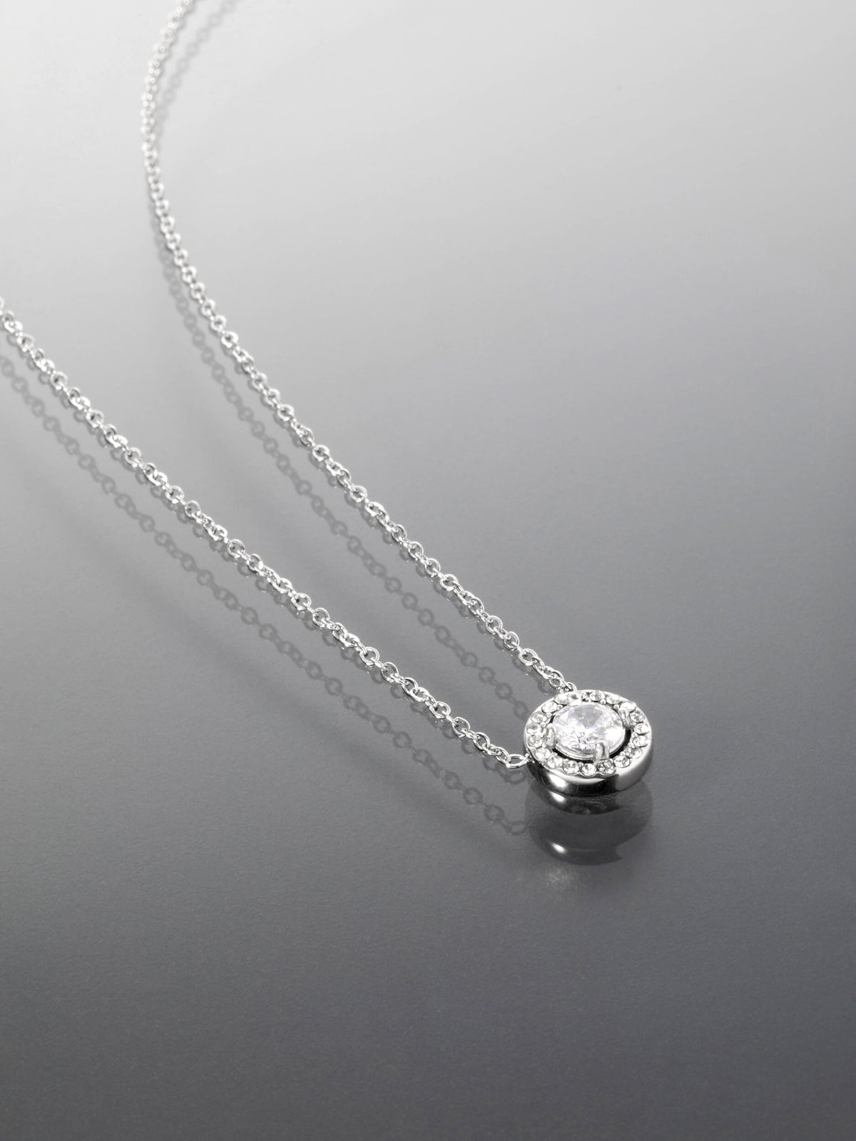 Elegantní náhrdelník z chirurgické oceli s čirým krystalem NK1688-0112