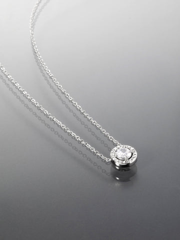 Elegantní náhrdelník z chirurgické oceli s čirým krystalem NK1688-0112