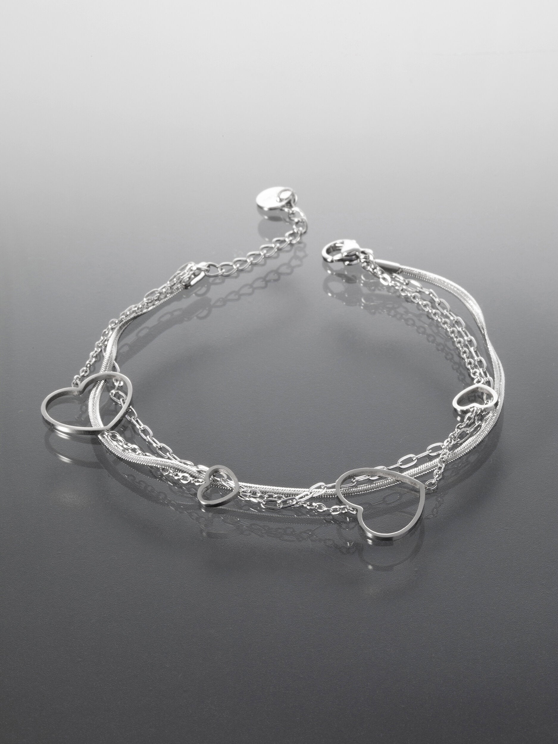 Náramek z chirurgické oceli se srdíčky NM3134-0112