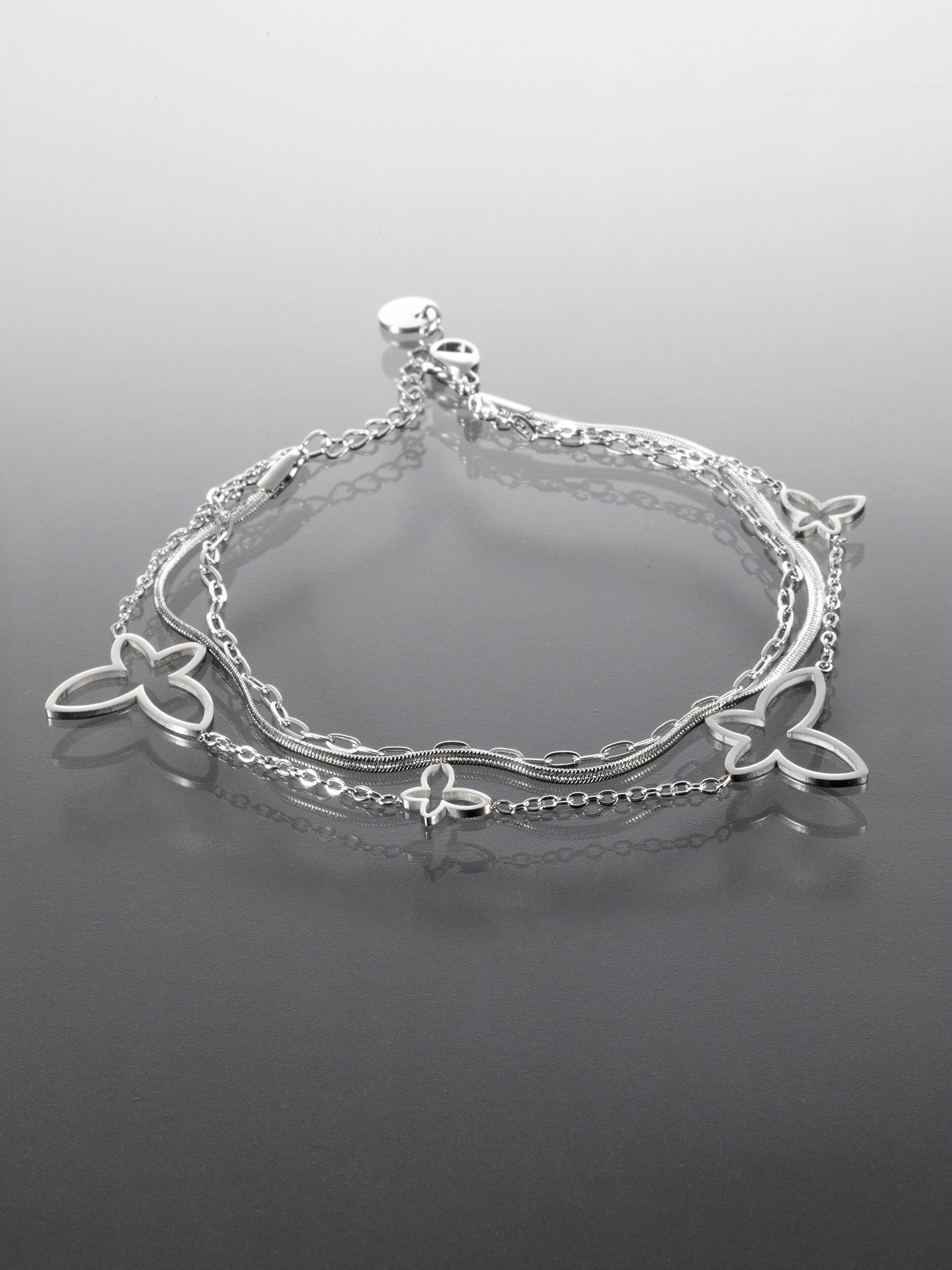 Náramek z chirurgické oceli s motýlky NM3133-0112