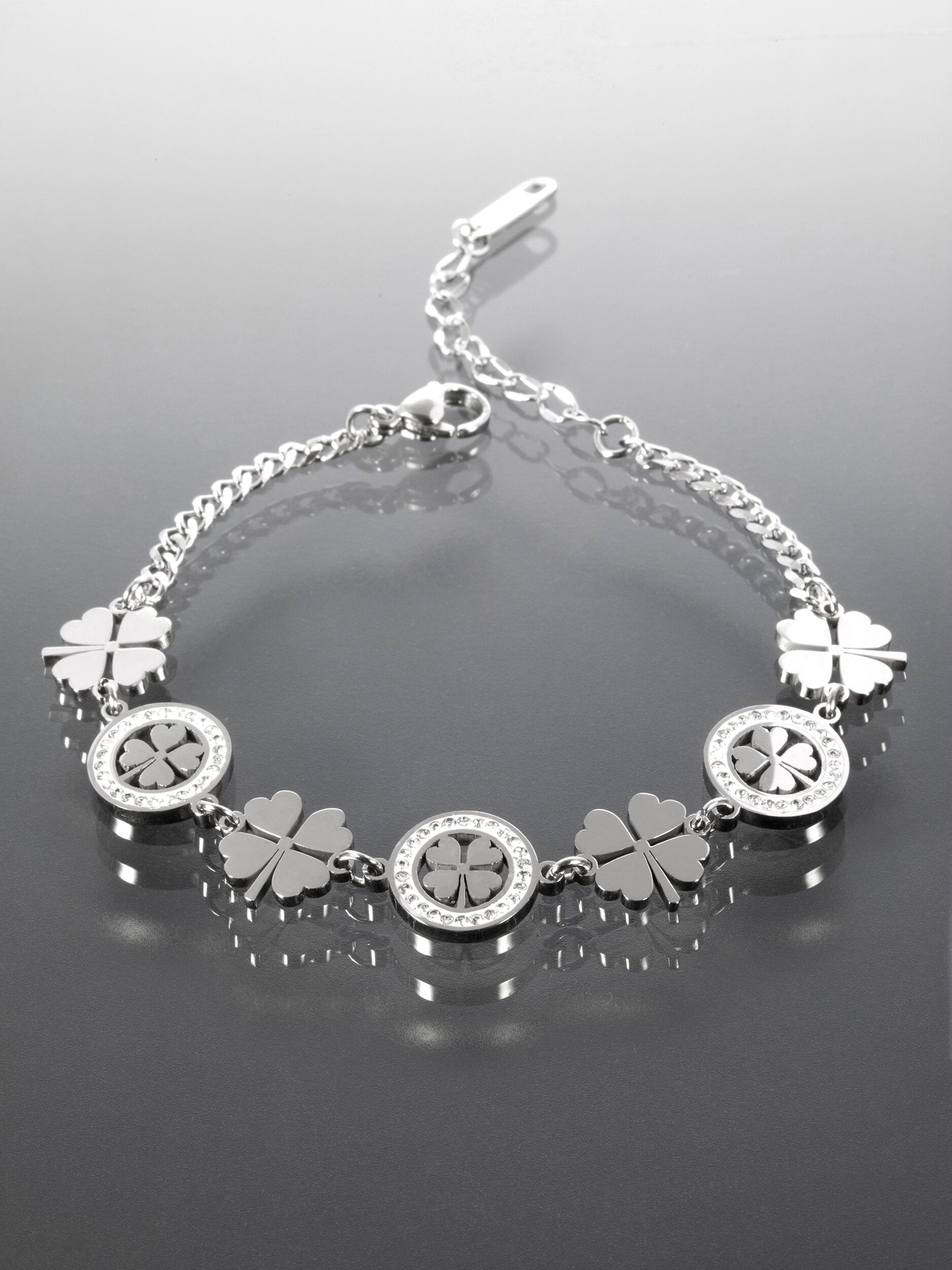 Náramek z chirurgické oceli s čtyřlístky NM3143-0112