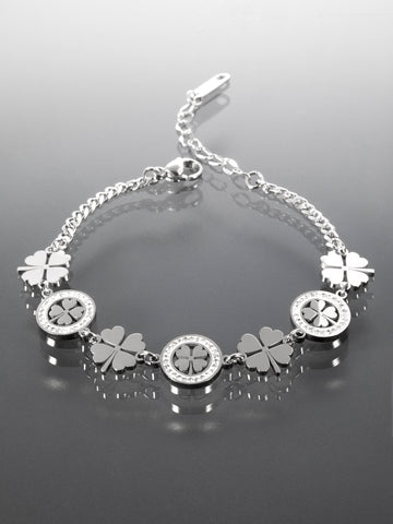 Náramek z chirurgické oceli s čtyřlístky NM3143-0112